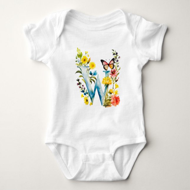 Body Magnifique Papillon de Fleur Sauvage Monogramme (Devant)