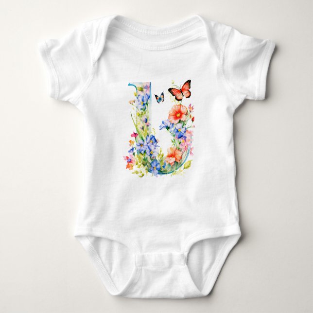 Body Magnifique Papillon de Fleur Sauvage Monogramme (Devant)