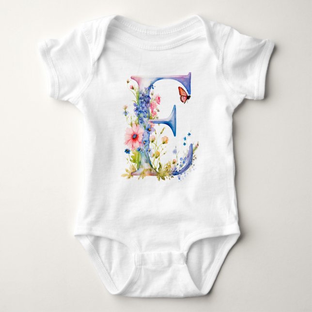 Body Magnifique Papillon de Fleur Sauvage Monogramme (Devant)