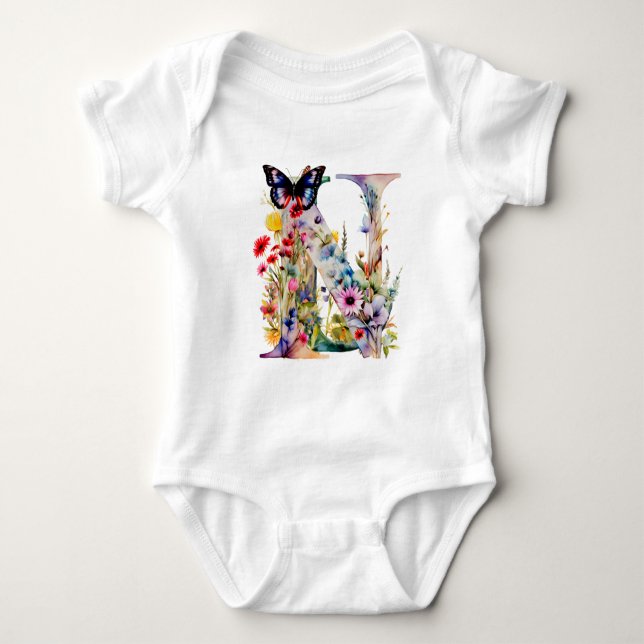 Body Magnifique Papillon Fleur Sauvage Monogramme (Devant)