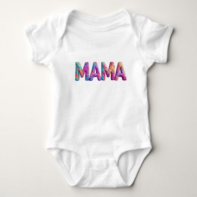 Body "MAMA" – Typographie texturée en impasto 3D vibran (Devant)