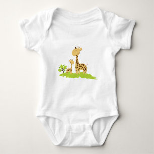 Body Maman adorable & bébé girafe vert & jaune