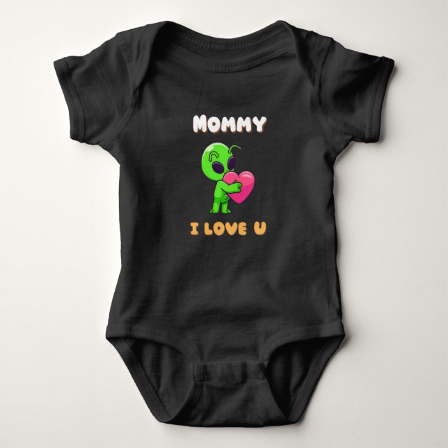 Body "Maman je t'aime" Bébé Alien Mignon au Cœur (Devant)