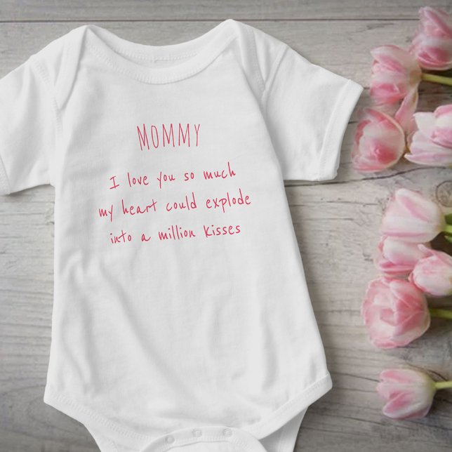 Body Maman Je T'Aime Tant De Poème manuscrit Rose (Créateur téléchargé)