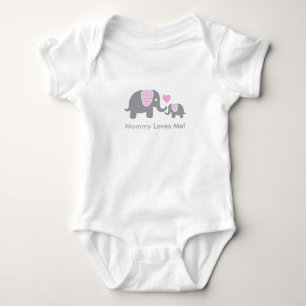 Body Maman m'aime Eléphants en rose et gris