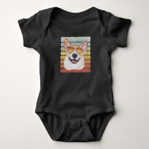 Body Maman Papa Corgi Coucher de Soleil Rétro Vintage