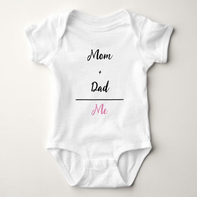 Body Maman + Papa = Moi Blanc Bébé Fille Bodysuit (Devant)