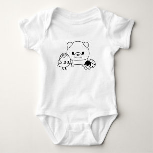 Body manche courte bébé avec un petit cochon et un