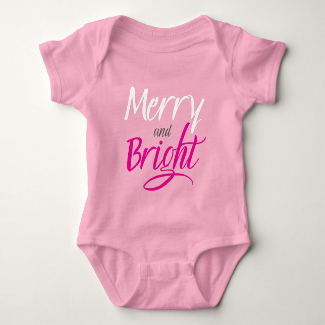 Body manche longue bébé : Joyeux et Lumineux (rose (Devant)