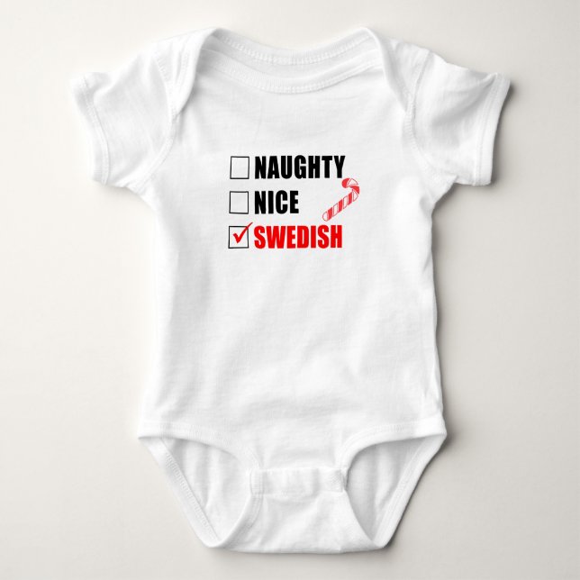 Body manche longue bébé Naughty Nice Santa suédois (Devant)