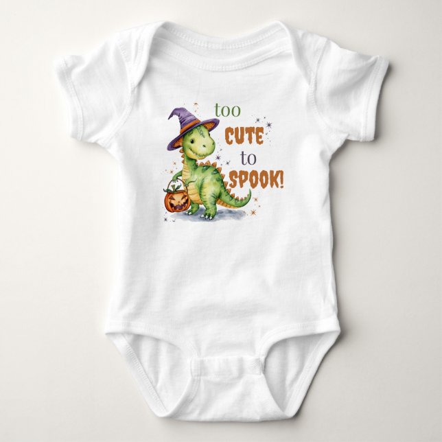 Body manche longue T-shirt Halloween Bébé Dinosaur (Devant)