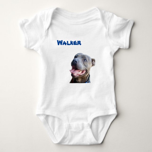 Body Manches Courtes Nom Walker avec Staffy Bull T (Devant)