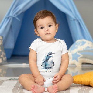 Body Manchot aquarelle azur arctique, personnalisé