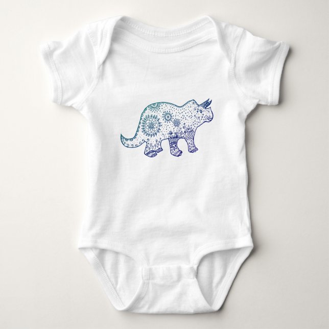 Body Mandala Dinosaur Dessin Bodysuit bébé (Devant)