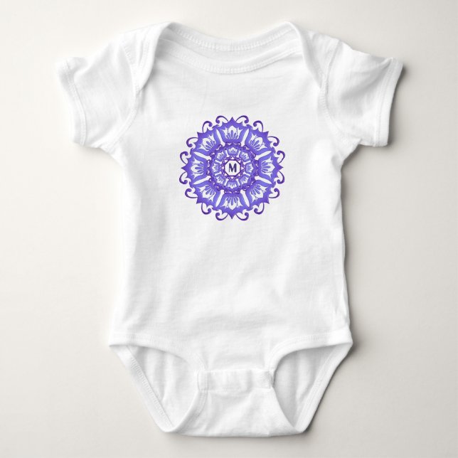 Body Mandala violet floral. Monogramme (Devant)