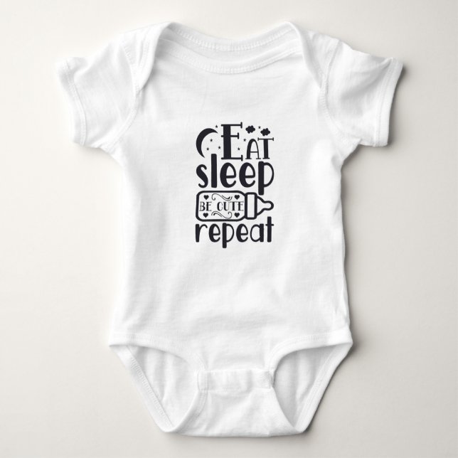 Body Mangez Sleep Repeat Baby - Funny Nouveau-né Bodysu (Devant)