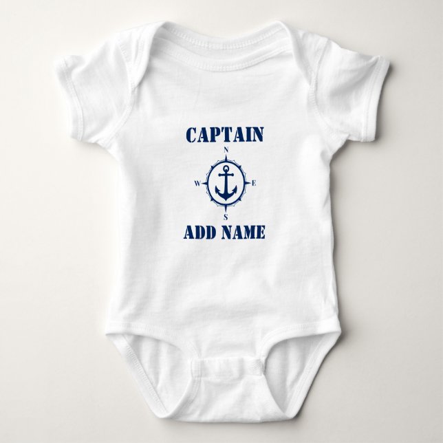 Body Marine Bleu Compass et Ancre de bateau Nom/Classem (Devant)