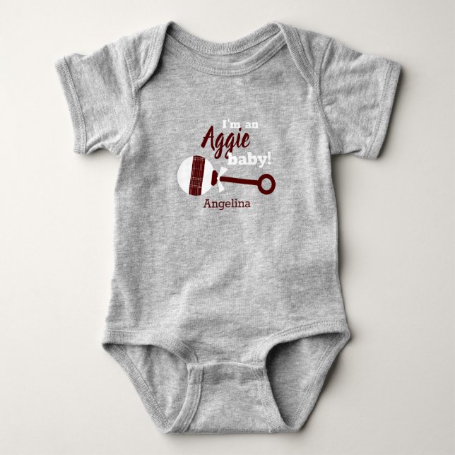 Body Maroon Plaid Rattle Aggie Baby Bodysuit (Devant)
