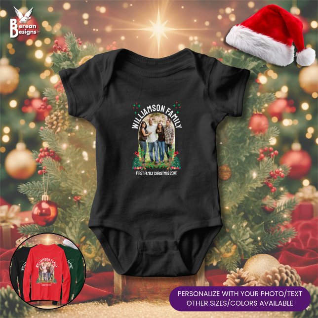 Body Matching CHRISTMAS FAMILY Photo Group (Buy a matching Christmas family reunion bodysuit for the newest member. Personalize with photo/name)