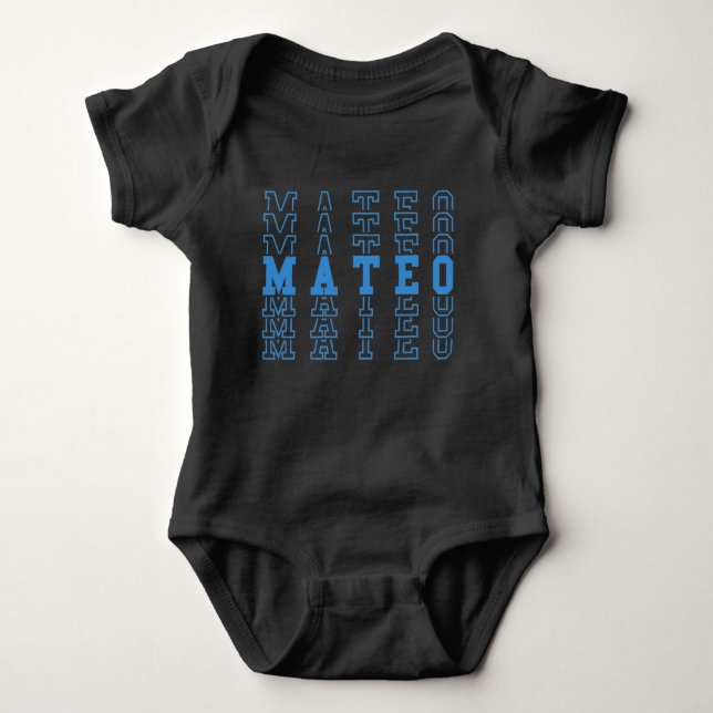 Body Mateo Personnalisé Blue Baby Boy Nom (Devant)