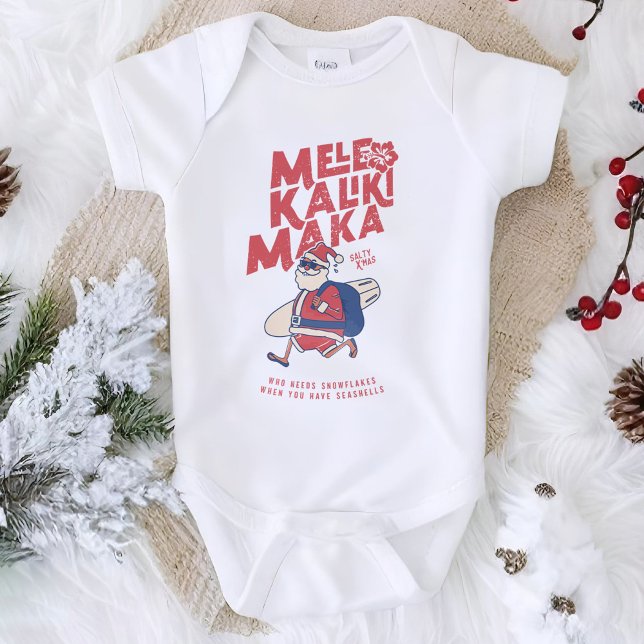 Body Mele Kalikimaka - Funny Noël hawaïen à Père Noël (Mele Kalikimaka - Funny Santa Hawaiian Christmas Baby Bodysuit)
