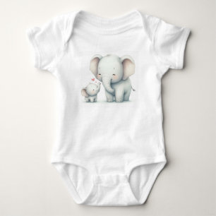 Body Mère et bébé éléphant mignons aquarelle