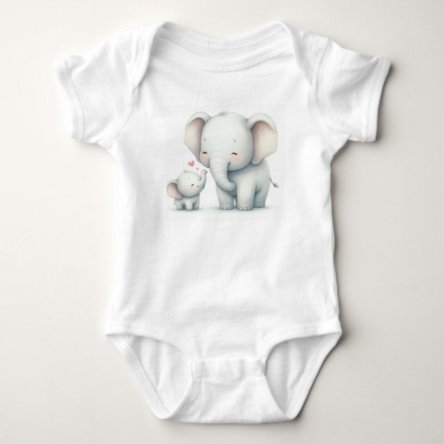 Body Mère et bébé éléphant mignons aquarelle (Devant)