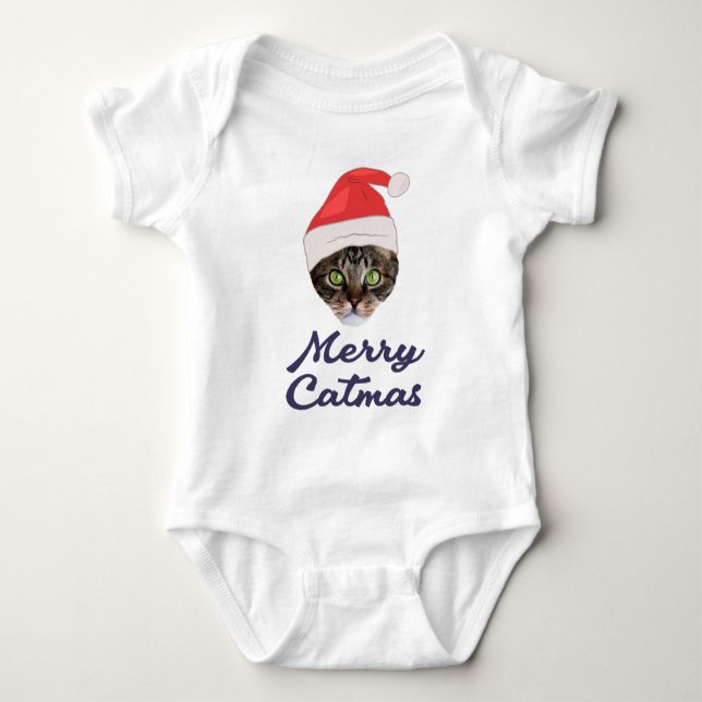 Body Merry Catmas, Noël Chat Santa hat Invitation (Devant)