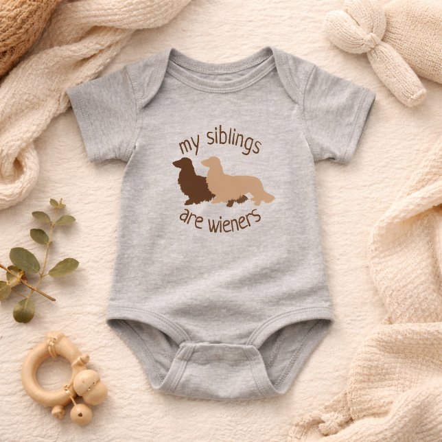 Body Mes frères et sœurs sont des dachshunds aux longs  (Long hair dachshund - my sibilings are wieners baby outfit)