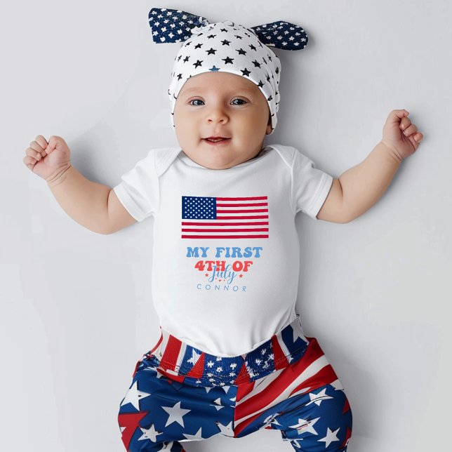 Body Mes Premières 4 juillet Étoiles Et Rayures Patriot (My First 4th Of July Patriotic Stars And Stripes Baby Bodysuit)