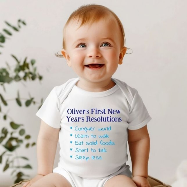 Body Mes premières résolutions du Nouvel An, bébé garço (Funny New Year Resolutions Bodysuit)