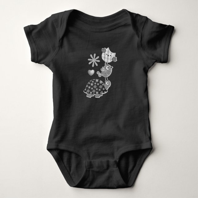 Body Mignon Art Plaid Tortue et Hibou (Devant)