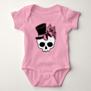 Body Mignon Crâne avec chapeau Rose rose Bow