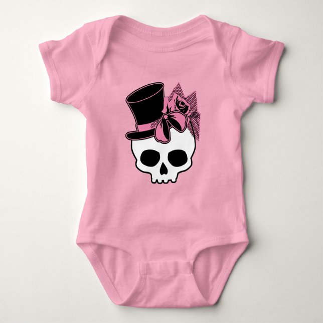 Body Mignon Crâne avec chapeau Rose rose Bow (Devant)