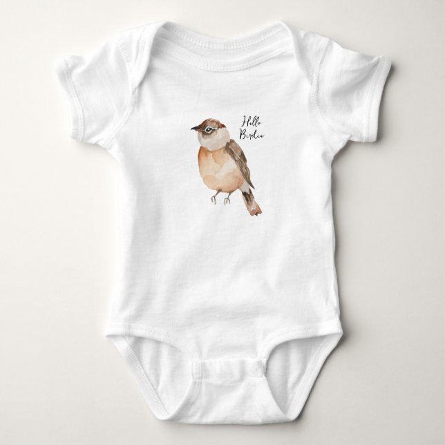 Body mignon Hello Birdie Orange Brown Aquarelle (Devant)