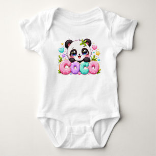 Body Mignon Kawaii Coco Panda Nom Pastel Rose Étincelan