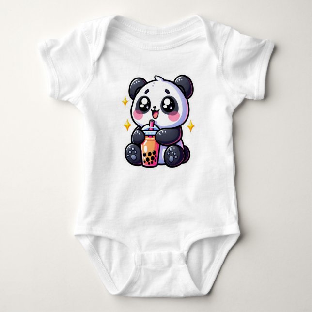 Body Mignon Panda Kawaii Boit du Thé aux Perles Boba Ka (Devant)