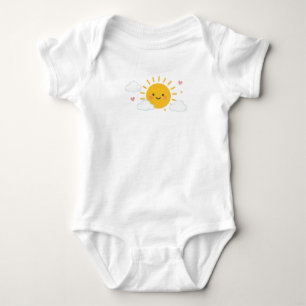 Body Mignon Soleil Sourire Kawaii Nuages Cœurs Jaune