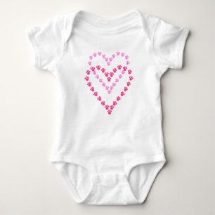 Body Mignonne Empreintes de pattes rose-Coeur
