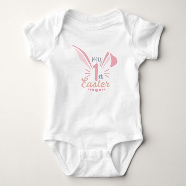Body Mignonne Lapin Rose Oreilles Ma 1ère Fille Bébée d (Devant)