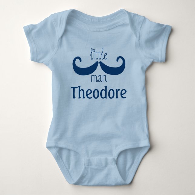 Body Mignonne Petit Homme Moustache Bleu (Devant)