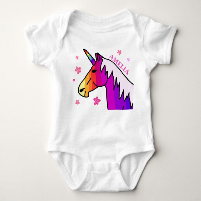 Body Mignonne Rainbow Unicorn Baby Girl Bodysuit (Devant)