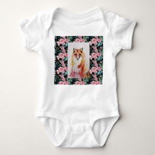 Body Mignonne Red Fox Animal Rose Aquarelle