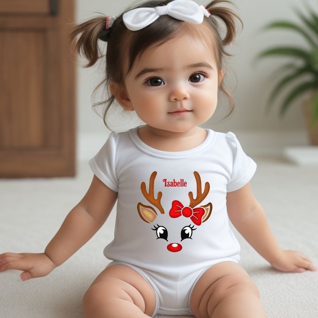 Body Mignonne Reindeer Visage Baby Bodysuit (Créateur téléchargé)
