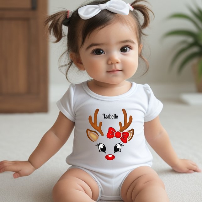Body Mignonne Reindeer Visage Baby Bodysuit (Créateur téléchargé)