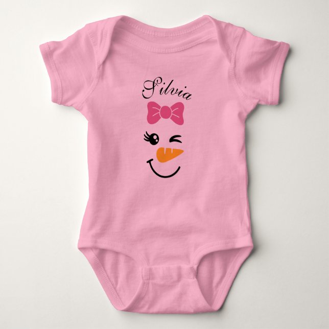 Body Mignonne Snowman visage Noël Baby Bodysuit (Devant)