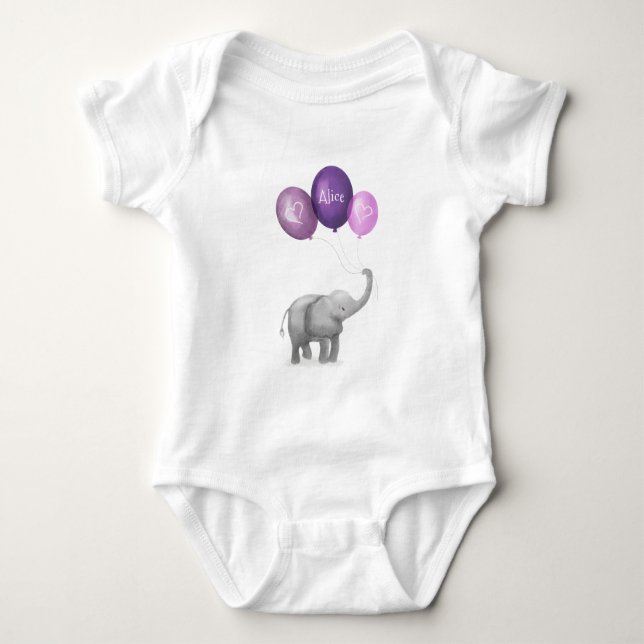 Body Mignonne tenue personnalisée pour bébé éléphant (v (Devant)