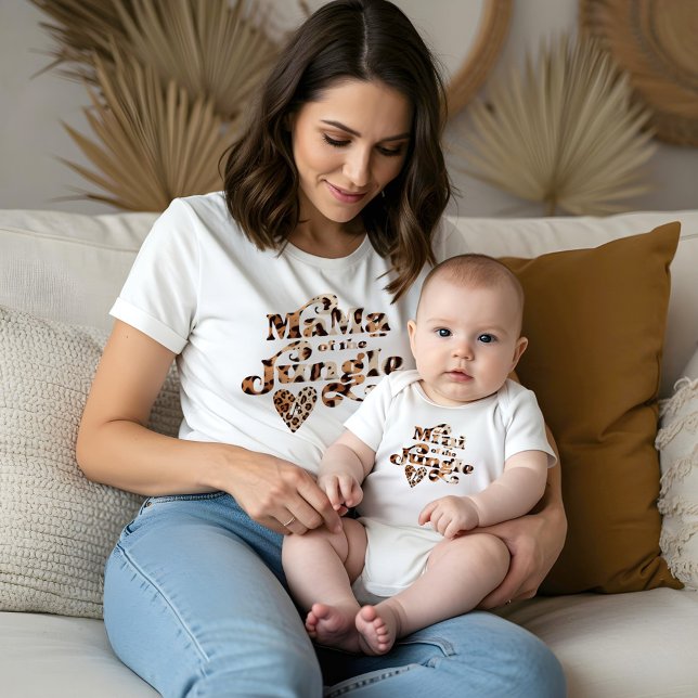 Body Mini de la Jungle Empreinte de léopard Heart Monog (Mama of the Jungle Leopard Print Heart Monogram Tri-Blend Shirt & Matching Baby Bodysuit)