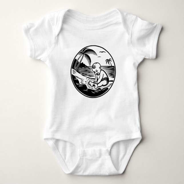 Body Minimalist Baby Bodysuit with Tropical Beach  (Devant)