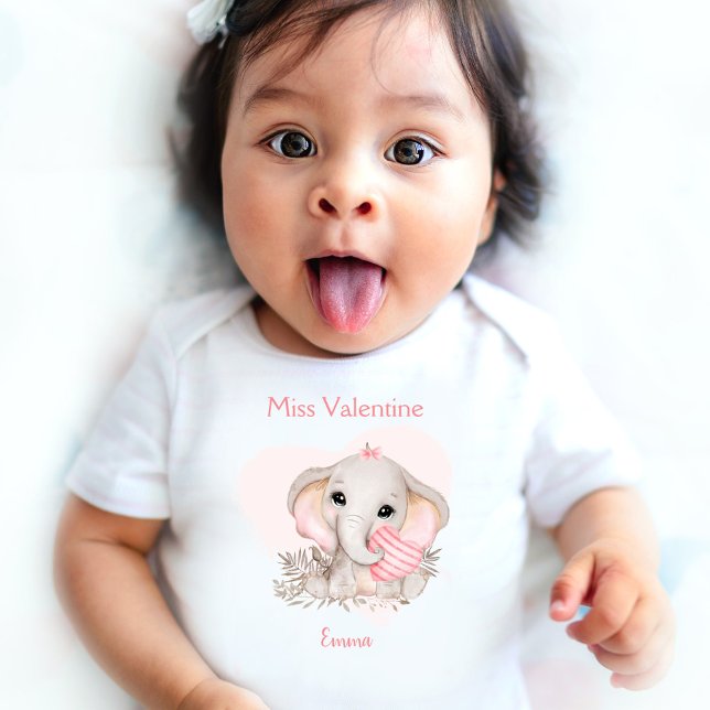 Body Miss Valentine Nom personnalisé Fille Coeur rose (Miss Valentine Personalized Name Girl Pink Heart Baby Bodysuit)